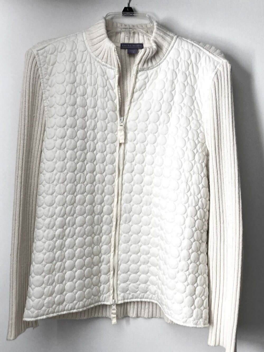 Laura Scott Women Zip Up Sweater Off White Size XL
